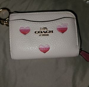 White Mini white coach wallet with hearts